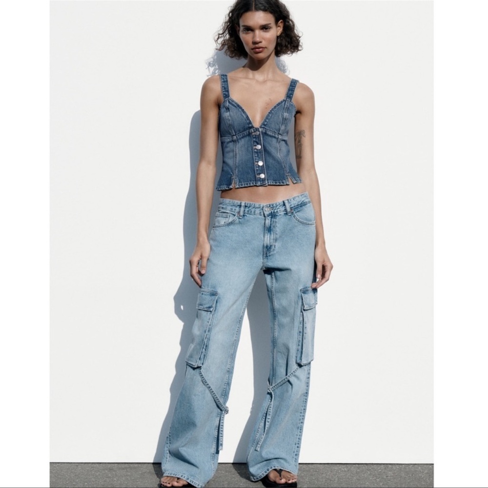 Zara TRF BELT LOOP CARGO JEANS